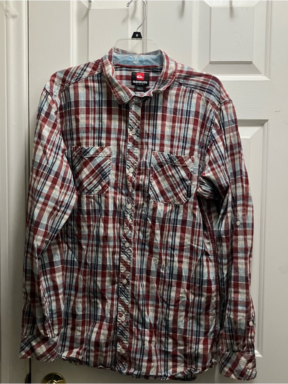 Quicksilver Men’s Plaid Long Sleeve Button Up XL 100% Cotton